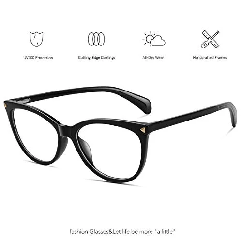 MEETSUN Non Prescription Glasses Frames For Women，Retro Cateye Fake Eyeglasses HD Clear Lens (Black Frame Clear Lens) 3