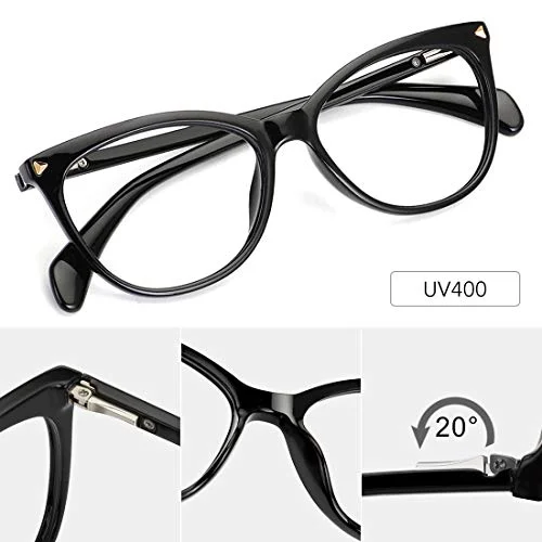 MEETSUN Non Prescription Glasses Frames For Women，Retro Cateye Fake Eyeglasses HD Clear Lens (Black Frame Clear Lens) 4