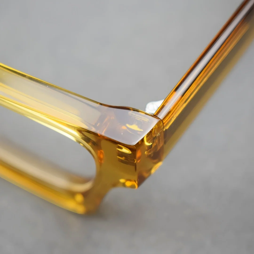 Square Thick Acetate Eyeglasses Frames Orange Women Men Glasses 2