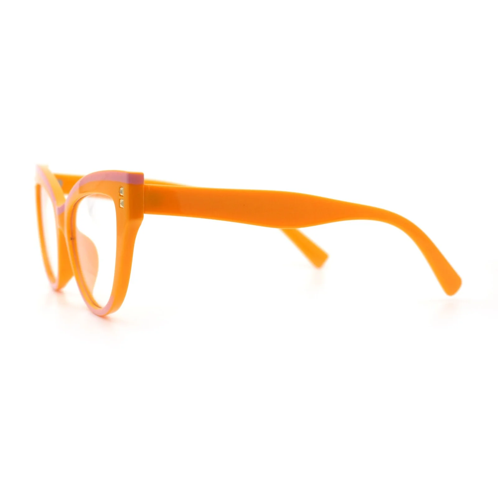Womens 2-tone Color Design Horn Rim Cat Eye Clear Lens Fashion Eyeglasses 2